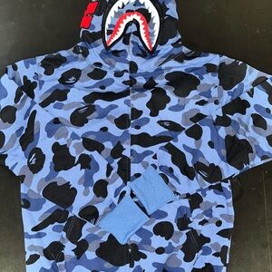Bape Blue Camo Shark Zip-Up Hoodie